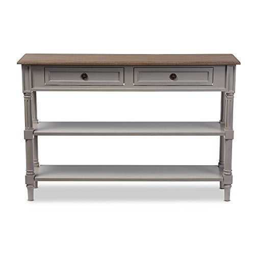Baxton Furniture Studios Edouard French Provincial Style Distressed Two Tone 2 Drawer Console Table, White Wash Baxton Studio