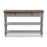 Baxton Furniture Studios Edouard French Provincial Style Distressed Two Tone 2 Drawer Console Table, White Wash Baxton Studio