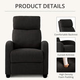 zzlay Recliner Chair for Living Room, Modern Adjustable Home Theater Seating Single Sofa Manual Push Back Armchair with Soft Linen Upholstery & High Backrest for Small Spaces, Linen-Black