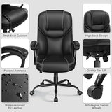 Yaheetech High Back Executive Office Chair Faux Leather Ergonomic Managerial Chair for Meeting,Large Seat,Sturdy Metal Base,Black Yaheetech