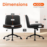 Orange Factory Criss Cross Chair with Wheels Comfy Wide Vanity Desk Chair Dual Base Leather Armless Adjustable Swivel for Home Computer Task (Black) Orange Factory