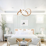 MAYNA Modern LED Chandelier, LED Pendant Light in Wood Finish, Adjustable Height Chandeliers with Irregular Ring, Modern Chandeliers for Dining Room Kitchen Island Living Room Bedroom, 6000K Daylight MAYNA