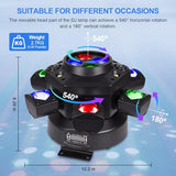 Moving Head DJ Lights, 150W RGBW LED Moving Head Lights, 6 Arms Party Light, 4 in 1 Bee-Eyes Effect Light, Red Green Starry, White & Amber Strobe, Support DMX-512 & Remote for Party Bar Disco Club DJ Lumvraneo