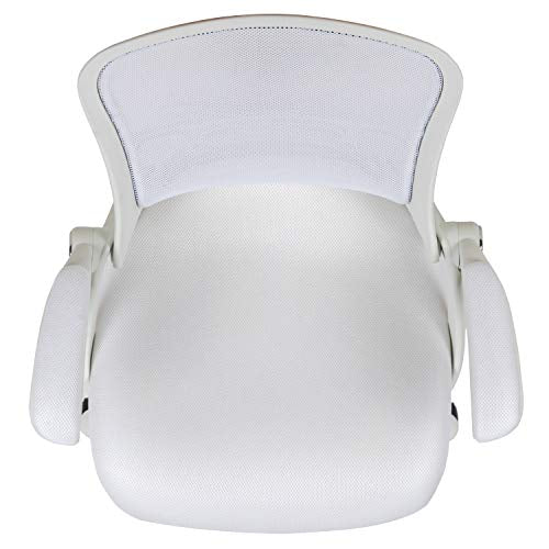Flash Furniture Porter High-Back Swivel Office Chair with Adjustable Lumbar Support and Height, Ergonomic Mesh Desk Chair with Flip-Up Armrests, White Flash Furniture
