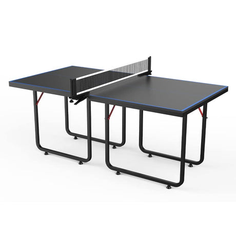 MOOTHLION Mid Size Indoor Table Tennis Table with Quick Clamp Ping Pong Net and Post, Foldable Indoor Pingpong Table Black and Blue MOOTHLION