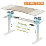 Radlove Dual Motor Height Adjustable Standing Desk, 63 x 30 Height Adjustable Computer Desk Sit Stand Desk Home Office Desks with Splice Board 265 lb Load Capacity White Frame + White Top Radlove