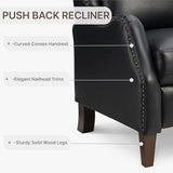 KISLOT Leather Pushback Recliner Faux Armchair with Rivet Decoration Single Sofa Accent Chair for Living Room Bedroom