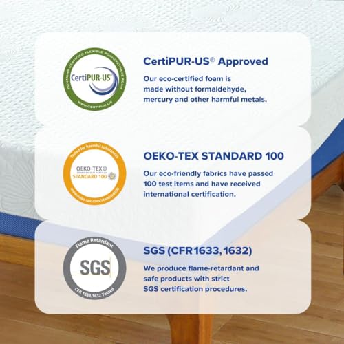 Olee Sleep Cal King Mattress, 10 Inch Gel Memory Foam Mattress, Gel Infused for Comfort and Pressure Relief, CertiPUR-US Certified, Bed-in-a-Box, Medium Firm, Blue, Cal King Size Olee Sleep
