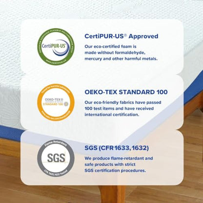 Olee Sleep Cal King Mattress, 10 Inch Gel Memory Foam Mattress, Gel Infused for Comfort and Pressure Relief, CertiPUR-US Certified, Bed-in-a-Box, Medium Firm, Blue, Cal King Size