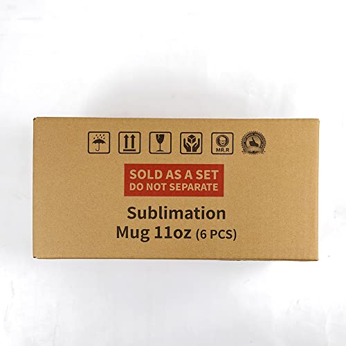 MR.R Sublimation Blanks Dishwasher Ceramic Coffee Mugs with Black Color Mug Inner and Handle Drinking Cup Mug For Milk Tea Cola Water,11oz, Set of 6 MR.R