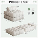 DSNAPE 3-in-1 Folding Sofa Bed, 35.4" Convertible Sleeper Chair Bed with Pillow Back Support, Portable Pull Out Velvet Futon Lounge Couch, Comfy Floor Mattress for Living Room Bedroom - White, Single DSNAPE