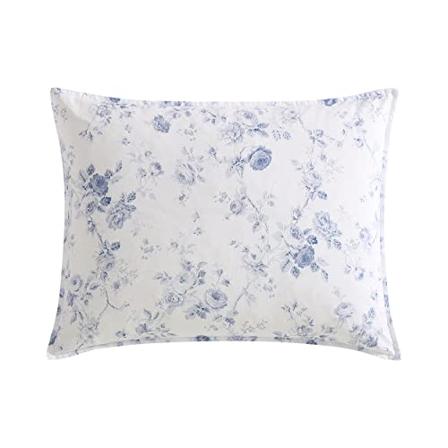 Laura Ashley - Twin XL Comforter Set, Soft & Reversible Cotton Bedding for Year Round Use, 2 Piece Bed Set with Matching Pillowcase (Belinda Blue) Laura Ashley