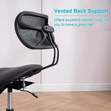 TUJOBA Modern Ergonomic Saddle Seat Kneeling Chair with Backrest, 360 Degrees Swivel Mobile Angled Posture Stool for Office, Black Leather TUJOBA
