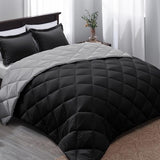 Beyond Basic Twin Comforter Set - Reversible All Seasons, Black/Grey, 1 Comforter (66"x92") and 1 Pillow Sham (20"x26"+2") Basic Beyond
