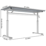 NALLBEIRRAA Standing Desk 47" Height Adjustable Small Desk with Hand Crank, Computer Table Writing Desk for Home Office, Grey NALLBEIRRAA