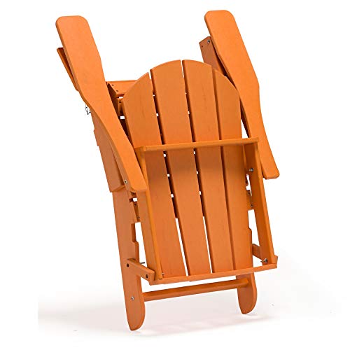 WestinTrends Outdoor Adirondack Chair, Plastic Fire Pit Chair, Weather Resistant Folding Patio Lawn Chair for Outside Deck Garden Backyard Balcony, Orange WestinTrends