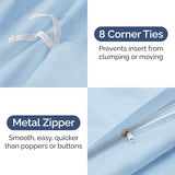 Duvet Cover Twin/Twin XL Size - Extra Soft Twin/Twin XL Size Duvet Cover - Breathable, Easy Care and Fade Free with Zipper Closures & Ties - 68" x 90" Inches - (Light Blue) Comforter Not Included CGK Unlimited