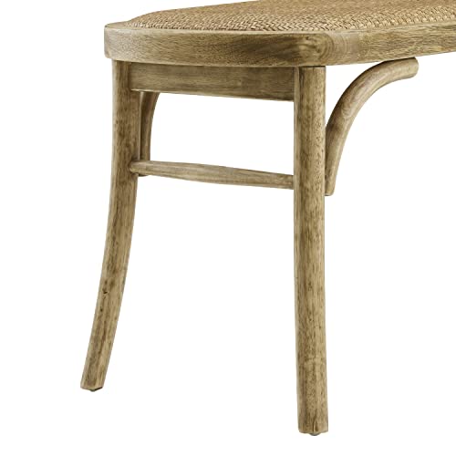 Linon Hank Natural Bentwood Bench with Natural Woven Rattan Seat Linon