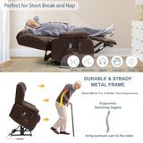 MEROUS Dual Motor Power Lift Recliner Chair for Elderly, Infinite Position Lay Flat Lift Chair with Massage and Heat, USB Ports, Leather (Brown)