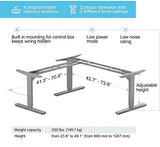 Standing Desk Corner Frame. Adjustable Height and Width Legs with Triple Electric Motors for Home Office L Shaped Desk FLT-05 Grey PROGRESSIVE AUTOMATIONS