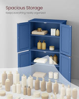 VASAGLE Floor Storage Cabinet, Shaker Cabinet with 2 Adjustable Shelves, 4 Doors, Tall Freestanding Organizer Unit, for Kitchen Bathroom Living Room, Bijou Blue UBBC553QE01S VASAGLE