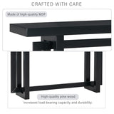 Merax Wood Entryway Console Table, Modern Line Frame with Industrial Concrete Top, for Living Room/Hallway/Foyer, Black Merax
