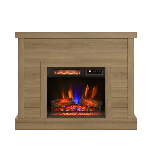 duraflame® Shiplap Wall Mantel Electric Fireplace, Calvin Brown Duraflame