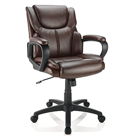 Brenton Studio® Mayhart Vinyl Mid-Back Chair, Brown/Black Brenton Studio