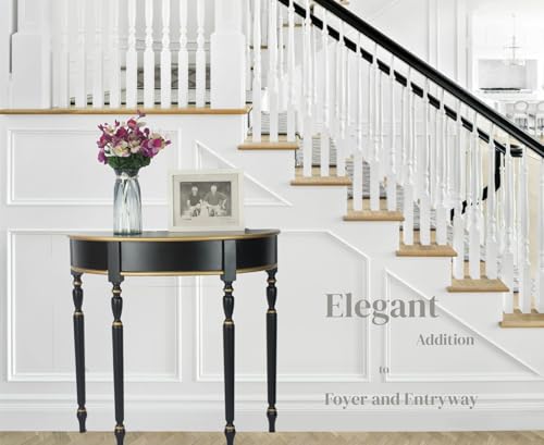 Stelalloy Half Moon Table - Black Console Table for Entryway, Hallway, Living Room - Demilune Table for Front Door - Half Circle Entryway Console Stelalloy