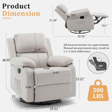 Korser Recliner Chair, 360 Swivel Rocker Chair for Adults, Small Rocking Recliner for Small Spaces, Upholstered Fabric Glider Recliner Nursery (Swivel Rocker Recliner, Off White)