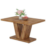 Tribesigns 47-Inch Dining Table for 4, Walnut Brown Kitchen Dinner Table with Heavy Duty Pedestal, Farmhouse Wooden Eating Table for Home, Dining Room, Small Space Tribesigns