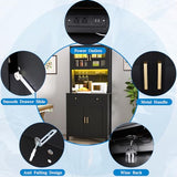 Yeyawomy 72" Tall Kitchen Pantry Cabinet with LED Light & Power Outlets, Farmhouse Large Storage Cabinet, Microwave Stand with Storage, Adjustable Cabinet Shelf, Black Kitchen Pantry (Black) Yeyawomy