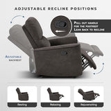 Lexicon Manual Rocker Recliner Chair, Polished Microfiber Manual Reclining Chair with Overstuffed Backrest, Comfy Nursery Recliner for Living Room/Office/Bedroom/Apartment, Easy Assembly, Chocolate