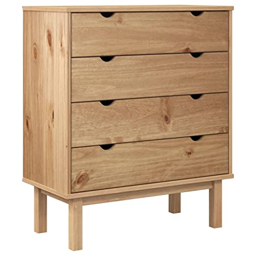 vidaXL OTTA Solid Pine Wood Drawer Cabinet with 4 Drawers, Scandinavian Style, Sturdy Wooden Frame, Spacious Storage, Decorative Top for Display - vidaXL