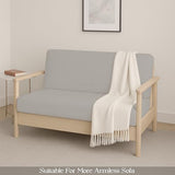 Full Size Armless Futon Covers - 100% Egyptian Cotton Futon Slipcovers - Zippered Couch Cover Sofa Bed Protector, Sleeper Sofa Cover, Machine Washable, Silver Yarns of Cotton