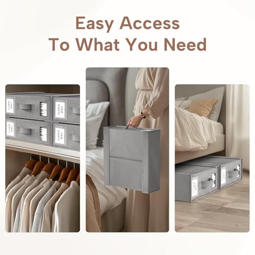 Criusia Bed Sheet Organizers and Storage, 6 Pack Foldable Linen Closet Organizer Box – Bedding Holder for Sheet Set (King/Queen Sizes), Duvet Covers, Blankets (Grey) Criusia