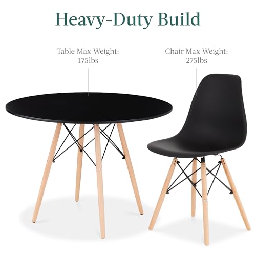 Best Choice Products 5-Piece Dining Set, Compact Mid-Century Modern Table & Chair Set for Home, Apartment w/ 4 Chairs, Plastic Seats, Wooden Legs, Metal Frame - Black/Oak Best Choice Products