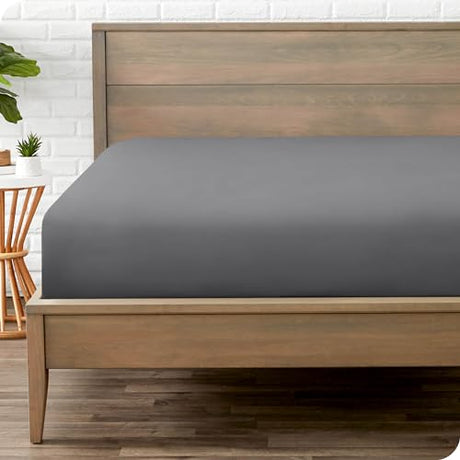 Bare Home Fitted Bottom Sheet Twin Extra Long - Premium 1800 Microfiber - Ultra-Soft Wrinkle Free - Deep Pocket - Twin XL Fitted Sheet (Twin XL, Grey) Bare Home