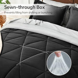 BEDELITE King Size Comforter Set 7 Pieces Bed in A Bag - Soft Microfiber Reversible Black Bed Set with Comforters, Sheets, Pillowcases & Shams, Cozy Luxury Bedding Sets for All Season BEDELITE