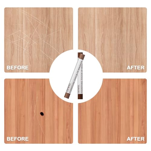 DEWEL Wood Filler Sticks, 10 Pcs Furniture Crayons for Scratches, Touch Up Wax Sticks, Upgrade Furniture Repair Wax Crayons Kit for Scratches, Holes, DEWEL