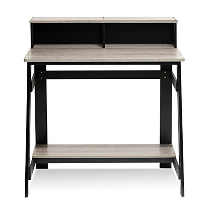 Furinno Simplistic A Frame Computer Desk, Black/French Oak Grey - WoodArtSupply