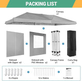 COBIZI 10x20 Pop Up Canopy Tent with 6 Sidewalls Party Tents for Parties Weddings Backyard Waterproof Commercial Instant Outdoor Events Tent with Stakes, Ropes（10 x 20 ft Gray COBIZI