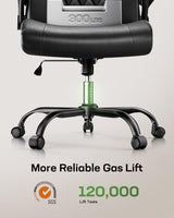 Marsail Executive Office Chair with Flip-up Armrests,PU Leather Ergonomic Desk Chair Height-Adjustable Swivel Rolling Computer Desk Chair,Black Marsail