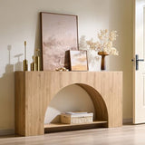 IFGET 63" Arched Console Table, 2-Tier Modern Entryway Table with Arched Base, Narrow Long Wood Sofa Table Behind Couch Table for Living Room, Hallway, Foyer, Natural IFGET