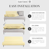 LANE LINEN Armless Futon Cover - Easy to Install Stretch Sofa Bed Slipcover, Soft Elastic Textured Full Size Cover, RV Couch Protector, Machine Washable - Pearl Ivory LANE LINEN
