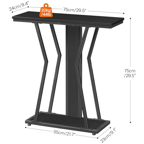 HOOBRO Narrow Console Table, 29.5" Small Entryway Table with Storage, 2-Tier Sofa Table Behind Couch, Modern Style, for Living Room, Hallway, Foyer, Bedroom, Black BB66XG01 HOOBRO