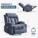 GarveeLife Rocking Recliner Chair for Nursery Glider Recliner with Cup Holder Swivel Rocker with Upholstered Deep Seat Comfy Single Sofa for Living Room Blue