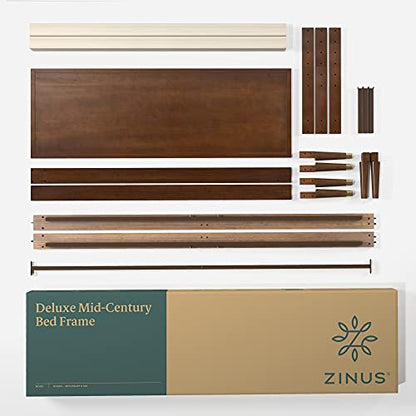 Zinus Raymond Mid-Century Solid Wood Platform Bed Frame with Adjustable Headboard - WoodArtSupply