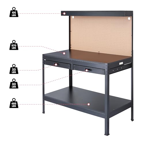 Olympia Tools Multipurpose Workbench With Power Outlets and Light, 410-014-0111 , Black Olympia Tools