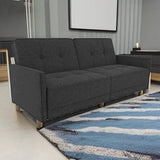 DHP Andora 76 Inch Futon Sofa Bed, Modern Upholstered Couch Sleeper with Button Tufted Back and Seat, Grey DHP